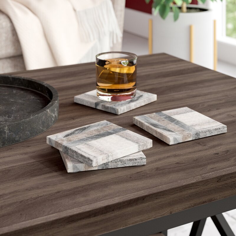 Wrought Studio Square Marble Coaster Reviews Wayfair